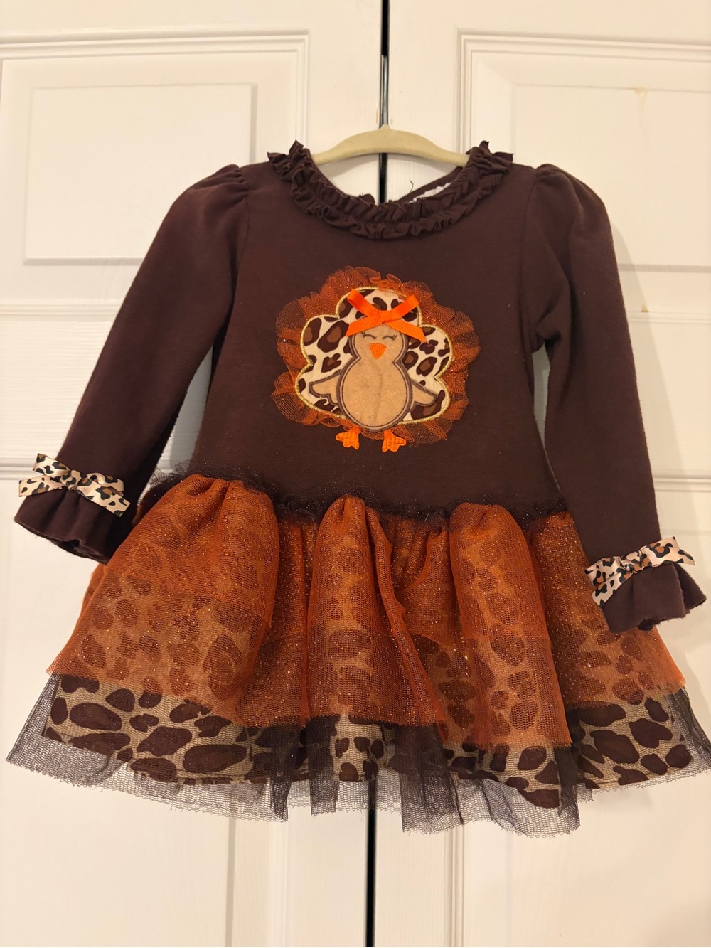 Turkey Tutu Dress Rare Editions Brown and Orange Thanksgiving Size 24 Months